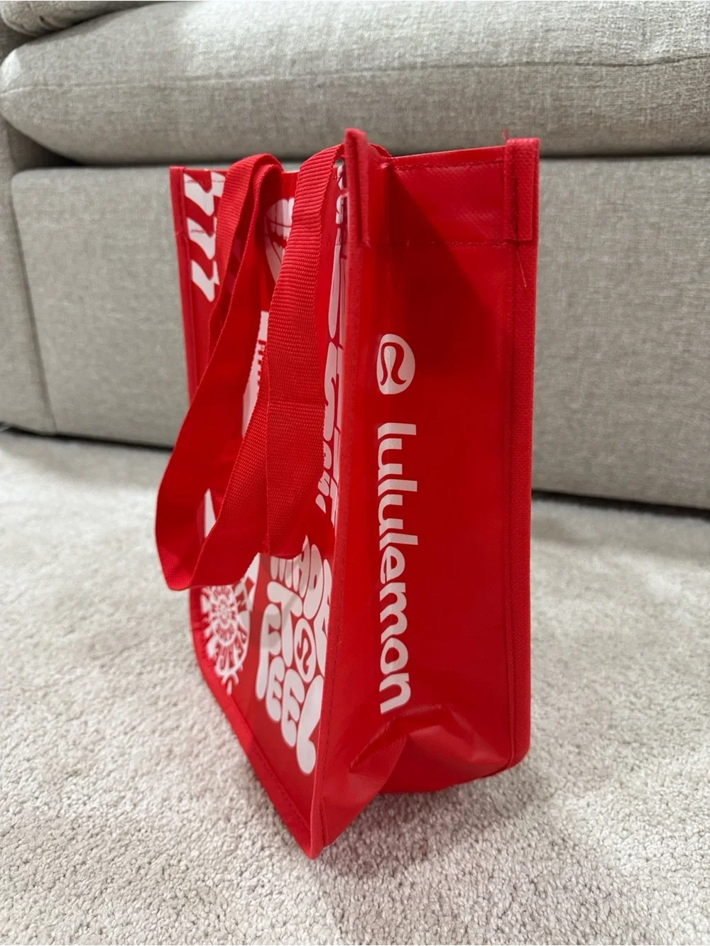 lululemon athletica Red and White Tote Bag